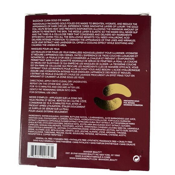 Wander Beauty Baggage Claim Gold Eye Masks Brighten Hydrate 6 Pairs Sealed NEW - Picture 4 of 4